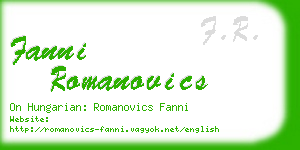 fanni romanovics business card